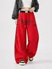 Pantalones casuales de estilo americano de color claro sub-racing con bloques de color y doble cintura para hombres y mujeres, delgados de verano, holgados, de pierna ancha, de secado rápido, deportivos
