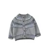 Chaqueta suéter jacquard estilo nórdico para niños, pantalones jogger holgados para bebé, conjunto de punto otoñal elegante para niños