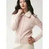 Cardigã de malha de cashmere feminino, estilo curto para outono, com gola de pelo sintético removível, nova moda 2026, jaqueta de lapela versátil