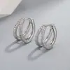 Elegantes Pendientes y Aretes Franceses Retro de Oro Real de 24 Quilates Incrustados con Circonita Llenos de Diamantes, Lujo Accesible, Suaves y Versátiles, Brillantes para Mujer