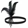 Diadema de Plumas Estilo Gatsby de los años 20 Diadema para Fiesta de Té de Halloween Tocado Retro para Novia Ropa de Noche