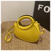 Bolso de mano fresco y dulce, pequeño, de rayas de color liso, para mujer, bolso de viaje informal de estilo occidental, bolso de hombro redondo