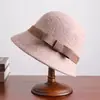 Sombrero de Pescador de Felpa de Pelo de Conejo para Mujer, Estilo Coreano Versátil de Alta Gama para Otoño e Invierno, Sombrero de Cubo para Circunferencia de Cabeza Grande, Sombrero de Cubo de Invierno