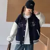 Elegante Chaqueta de Béisbol Color Block para Niñas 2026 Otoño Nuevas Llegadas Niños Grandes Estilo Coreano Chic Casual Versátil Chaqueta Top Tendencia