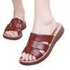 Verano Nuevo Cuero Genuino Zapatillas de Madre para Exterior Moda de Mediana Edad Combinación de Colores Sandalias de Mediana Edad y Ancianos Sandalias Antideslizantes para Ancianos