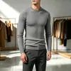 Suéter Elástico de Color Sólido Ajuste Delgado para Hombre Europeo y Americano Suéter de Punto Trenzado Cuello Redondo para Hombre Ropa para Hombre Tejido Base de Ajuste Delgado