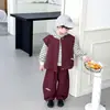 Conjunto de Primavera para Niños con Sudadera a Rayas de Tres Piezas, Nuevo Estilo Coreano 2026, Elegante Conjunto Deportivo Infantil, Ropa para Bebé para Exportación