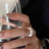 Anillo Ancho Abierto de Plata Esterlina S925 con Acabado Cepillado Escarchado para Hombres y Mujeres Anillo Normcore de Pan al Vapor Joyería de Mano Versátil Elegante Personalizada