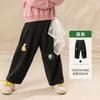 Outono 2026 Nova Roupa Infantil Amila Meninas Calça Casual Simples de Veludo Cotelê Bebê Desenho Calça de Pierna Larga