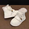 2026 Botas de Nieve Forradas de Felpa Nuevas para Niñas Botas de Invierno Cálidas para Niños Zapatos de Algodón de Caña Alta Suela Suave Antideslizante Botas Cortas para Niños