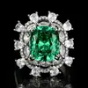 Fábrica de Origen Anillo Cobre Inlay Piedras Preciosas de Color Esmeralda Zircón Corte Rosa Moda para Mujer Brasileño Joyería de Alta Gama al por Mayor
