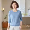 Camiseta fina de moda 2026 para mujeres de mediana edad y mayores, top elegante de manga larga para otoño, suéter de punto para señoras de mediana edad