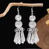 [Selección Premium] Pendientes Estilo Étnico de Minorías Vintage con Plata de Minorías Étnicas, Pendientes Largos Colgantes Florales Estilo Bohemio Único