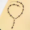 Streamer Ámbar~Collar Largo de Cuentas Ojo de Tigre Estilo Retro Maillard para Mujer Otoño e Invierno Lujo Accesible Suéter de Gama Alta