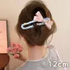 Presilha de garra plana básica e versátil estilo coreano com estampa floral e de bolinhas que não danifica o cabelo, adequada para prender a parte de trás da cabeça, presilha de concha, presilha de tubarão acessório de cabelo