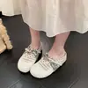 Zapatos Birkenstock Estilo Coreano con Suelas Gruesas, Pantuflas Elegantes de Punta Cerrada, Pantuflas Versátiles de Moda de Tejido con Nudo Retorcido y Lunares, Nuevo Modelo 2026