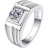 Anillo de Diamantes para Hombre de Plata 925 Chiba Anillo para Hombre Personalizado Abierto Ajustable Diamante Simulado Agresivo Moderno Anillo Individual para Hombre