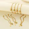 Pulsera Cuadrada de Moda con Letras Inglesas (26), Cadena Sencilla Tipo Clip Estilo Ins, Bola Redonda, Acero de Titanio Chapado en Oro de 18K