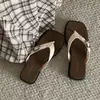 Chanclas de Suela Gruesa, Color Block de Verano, Casual y a la Moda, Chanclas de Playa Cuadradas para Mujer, Zapatos de Mujer de Comercio Exterior
