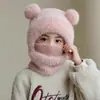 Conjunto de Duas Peças de Chapéu e Cachecol de Pelúcia de Inverno Chapéu de Tricô com Proteção de Orelha em Fleece para Meninas, Chapéu de Cobertura para a Cabeça à Prova de Frio e Quente