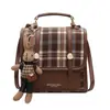 Mochila Cuadros Estilo Coreano 2026 para Mujer Mochila Pequeña Estilo Academia Retro Colgante de Conejito Lindo Bolso Cruzado Escolar