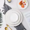 Prato de Jantar Redondo de Cerâmica com Borda Dourada Estilo Ocidental, Prato de Louça Doméstico, Prato Raso, Prato Plano, Prato para Pratos Frios, Prato para Bife, Prato de Louça Ocidental