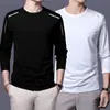 [230g] Camiseta de manga larga para hombre, corte holgado, cuello redondo, adecuada para primavera y otoño, capa interior fina, camiseta básica versátil