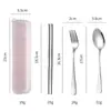 Conjunto de Talheres Portátil de Aço Inoxidável Hashi Garfo Colher Estudante Festa Trabalhador de Escritório Conjunto de Três Peças Presente para Adulto Conjunto de Talheres