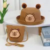 Chapéu Capivara Novo de Verão Chapéu de Palha Tecido à Mão Fofo para Crianças Proteção Solar de Verão Bolsa para Chapéu