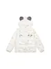 Chaqueta de Algodón con Capucha y Estampado de Huellas de Perro por Todas Partes con Orejas de Perro para Mujer, Abrigo de Algodón Grueso Cálido de Estilo Coreano Holgado para Invierno