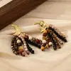 Pendientes Largos Estilo Étnico Retro Amber Streamer Piedra Natural Pendientes de Diseño Nicho Colección de Pendientes Pendientes Coloridos