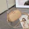 Bolsa de Ombro de Couro Bovino para Mulheres, Bolsa Transversal para Mulheres, Fashion, Simples e Prática, Couro Macio, Padrão Trançado Prensado, Bolsa Ovo, Couro Macio