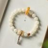 Caramelo de leche de carbón pulsera de oso de la suerte pulsera de raíz de Bodhi niña buena suerte oso lindo jade blanco Bodhi pulsera linda