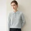 Camiseta básica de punto para mujer, estilo francés vintage, versátil, simple, cuello polo, otoño e invierno, 100% cachemir puro, suelta y estiliza.