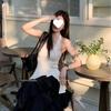 Nuevo Estilo Top de Punto Halter Ajustado con Abertura, Camiseta sin Mangas Dulce y Picante para Mujer Directo de Fábrica