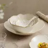 Pratos de Cerâmica Pétalas Bege de Fábrica Louça Doméstica Tigela de Arroz Tigela de Sopa Prato de Peixe Sentido Avançado Prato de Luxo Leve Tigela Tigela de Macarrão