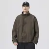 Chaqueta de trabajo de algodón para hombre, nuevo estilo primavera/otoño 2026, elegante y genial, diseño de alta costura, patchwork, corte holgado, chaqueta vaquera casual, prenda de abrigo de moda