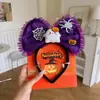 Diadema de lazo para fiesta de Halloween, pinza para el pelo, accesorio para la cabeza, sombrero de murciélago, fantasma, calabaza, diadema de atmósfera de calavera