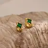 Brincos Europeus e Americanos Transfronteiriços em Aço Inoxidável com Formato de Losango e Incrustação de Zircônia, Toque de Luxo Leve e Alto Padrão, Banhados a Ouro 18K, Clipe de Orelha/Acessórios de Orelha Antidesgastantes