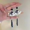 Nuevos Pendientes Retro Estilo Chino con Borlas en Forma de Abanico, Aretes para Qipao y Hanfu, Lujo Ligero, Gama Alta, Nicho y Únicos Accesorios para Orejas