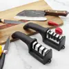Herramienta de afilado de cuchillos profesional multifuncional creativa de tres etapas, barra de afilado manual para cuchillos, afilador rápido de cerámica para uso doméstico