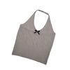 Verano Nuevo Estilo Coreano Dulce Estilo Suave Color Sólido Cuello Colgante Cuello en V Lazo Ajustado Cintura Chaleco Tejido