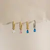 Pendientes Estilo Europeo y Americano Wanxing Oro de 18K Zircón No Modificado Forma de Lágrima Pinzas para Oreja Transfronterizo Estilo Dulce Lujo Ligero Versátiles