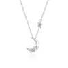 Colar Feminino Prata 925 Estrela e Lua Guardiã Joia de Luxo Leve High-End Pingente Estrela e Lua em Zircônia Joia Galvanizada