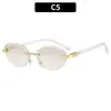 Gafas de Sol Ovaladas Sin Marco Estilo Callejero Retro Y2K Versátiles Moda Europea y Americana Protección Solar para Exteriores Gafas de Sol Transfronterizas