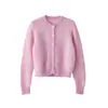 Temporada de Renovação da Moda de InvernoCardigã Suéter Feminino Gola Redonda 26 Inverno Redutor de Idade Bordado de Coração Manga Longa Suéter de Lã Tricotado
