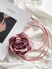 Colar de cetim com cordões e rosas florescentes, corrente na cintura, corsage, cinto modelador corporal, acessórios de modelagem para mulheres