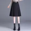 2026 Nueva Falda Línea A Otoño Moda Femenina Falda de Longitud Media Falda de Cintura Alta Falda Plisada de Traje Gris de Gama Alta
