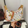 Bolsa Transversal Lua Atacado Transfronteiriço para Mulheres 2026 Novo Estilo Monograma Tricolor Bolsa Bolinho Versátil Elegante Bolsa de Ombro com Corrente