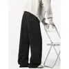 Pantalones largos atléticos casuales estilo americano 2026, unisex, nueva colección primavera/otoño, estilo high-street, corte holgado, tela fluida, diseño de pierna recta, pelo de conejo